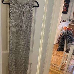 Elegant Gray Knit Sleeveless Dress